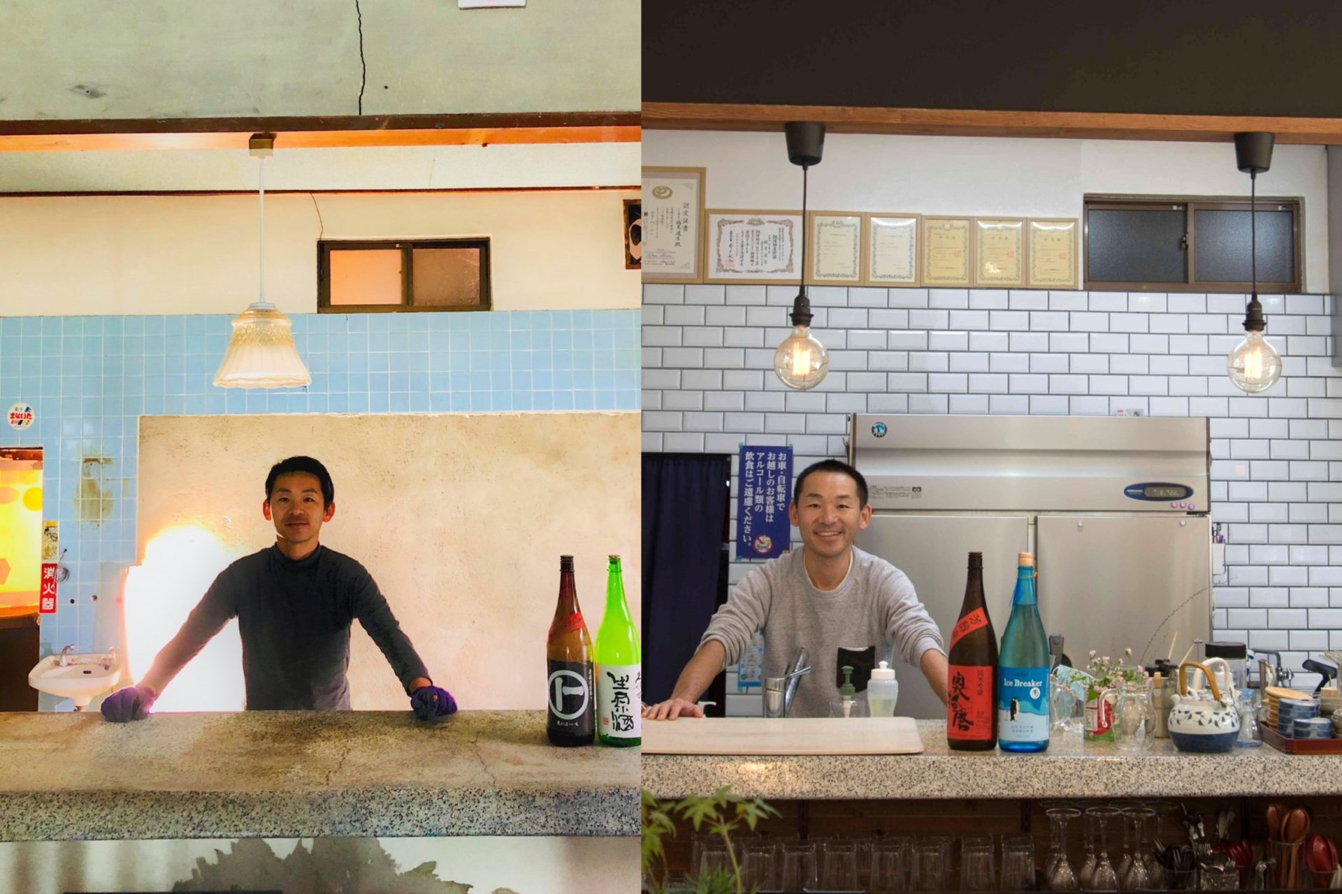 厨房のビフォー（左）アフター（右）
